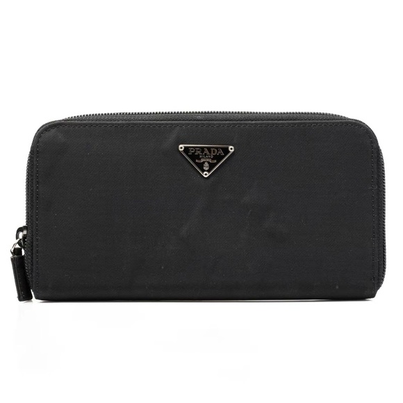 PRADA BLACK NYLON BLACK ZIPPY WALLET! Silver hardware! Authentic - Picture 1 of 7